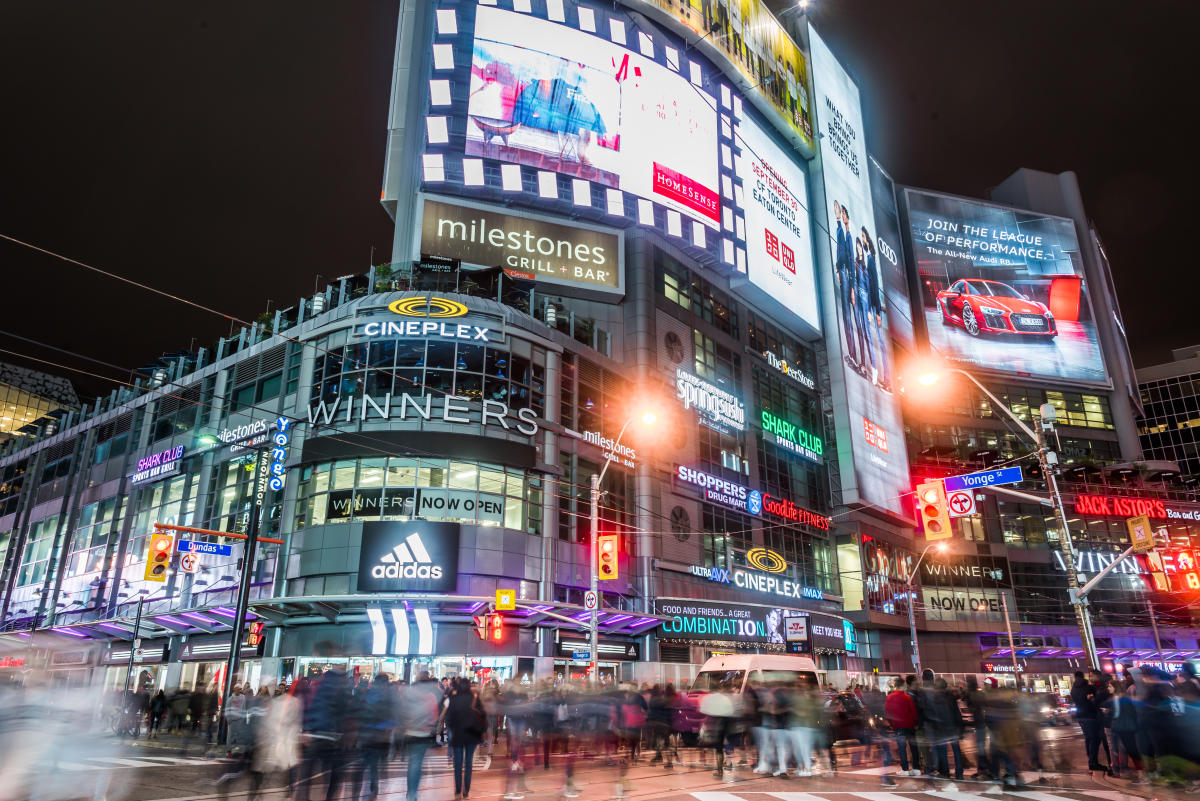 Dundas Square is a public square at the intersection of Yonge Street and Dundas Street East in Downtown Toronto